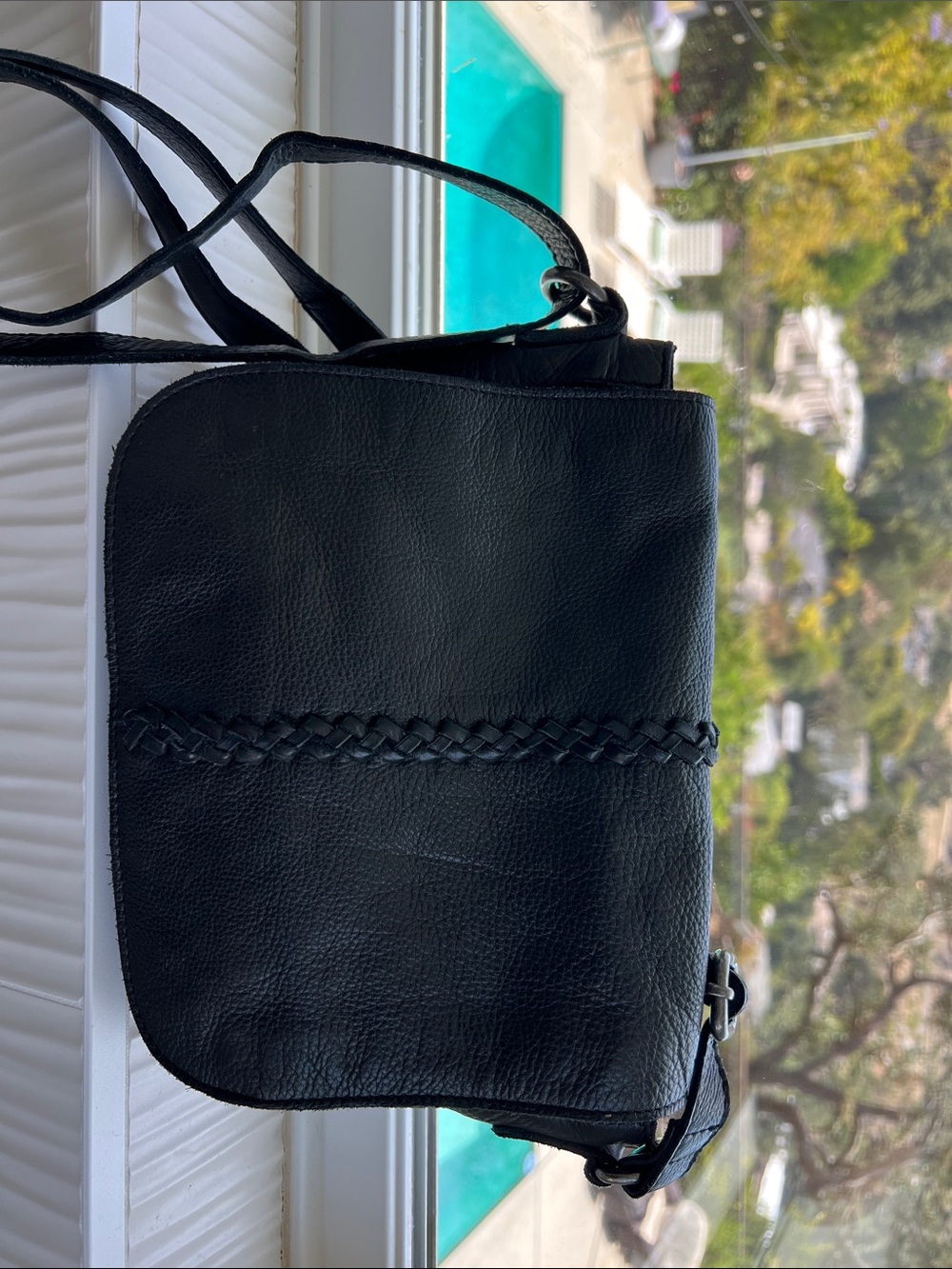 latico Black Leather Crossbody Bag with Braided Detail